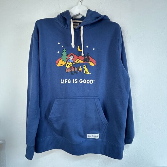 Life Is Good Men’s Large Blue Graphic Hoodie Sweatshirt Pullover Casual Comfort - Picture 1 of 8